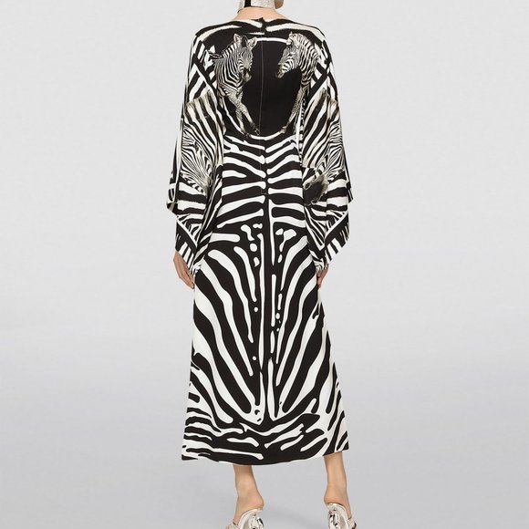 DOLCE & GABBANA Zebra-Print Charmeuse Midi Dress - Picture 5 of 12